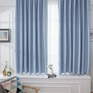 【三房兩廳】高精密純素色抗UV遮光窗簾 1窗2片 天藍色 260x165cm